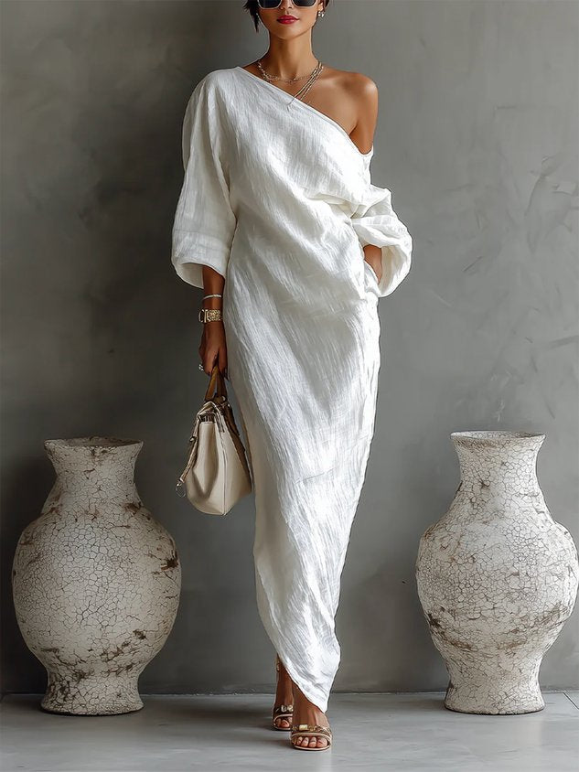 Angela – One-Shoulder Abstract Maxi Dress