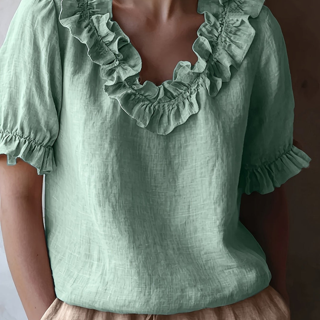 Amy – Spring/Summer Ruffle Crew Neck Shirt