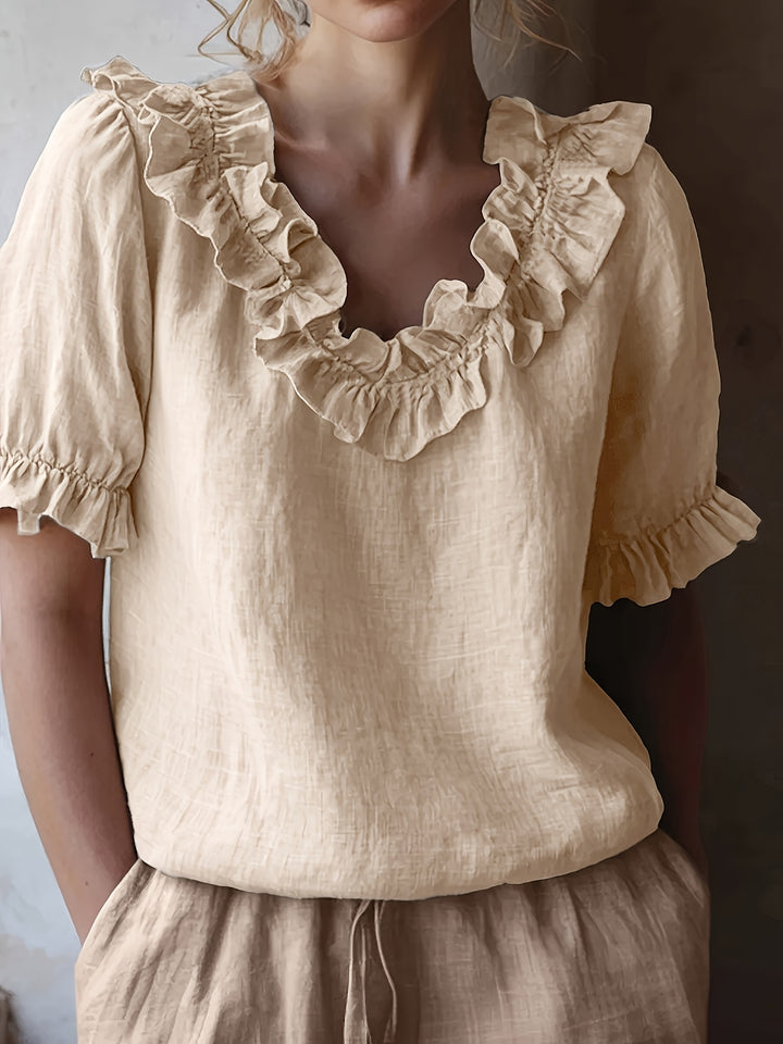 Amy – Spring/Summer Ruffle Crew Neck Shirt