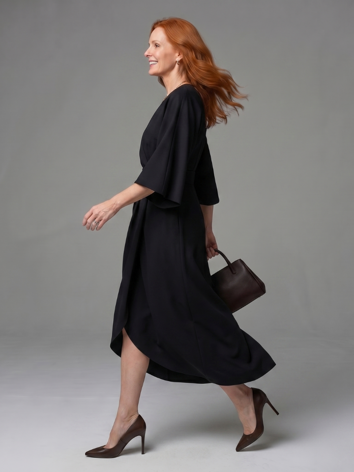 Karen – Sculpted Waist Panel Midi Dress