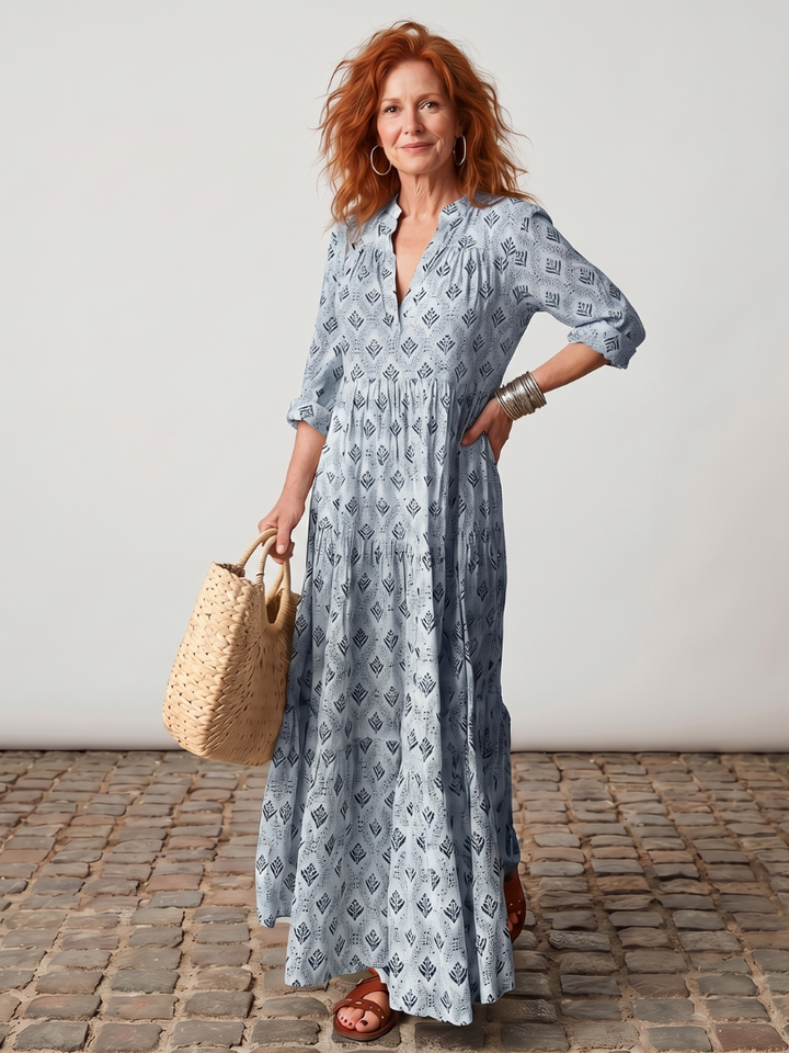 Heather – Notch Neck Printed Maxi Dress