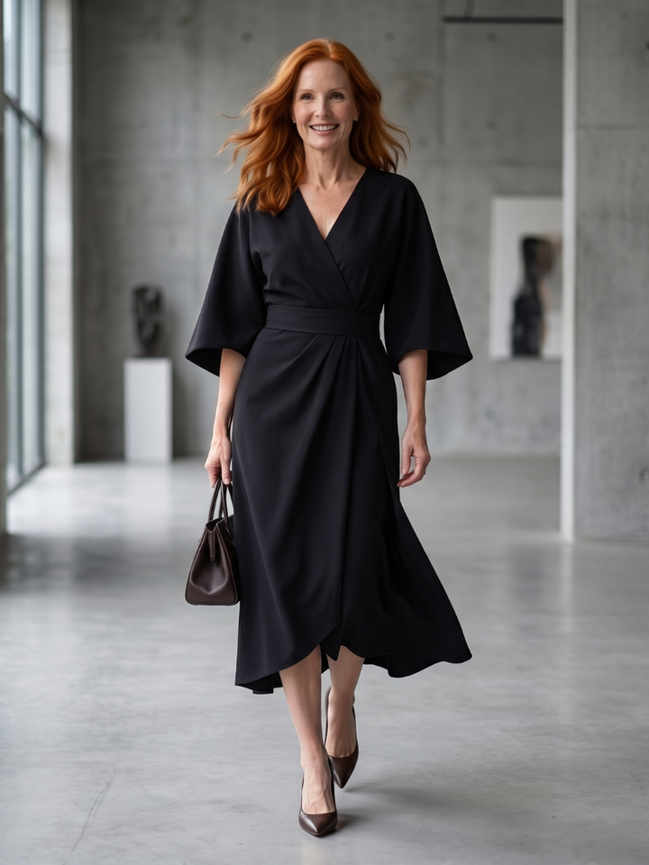 Karen – Sculpted Waist Panel Midi Dress