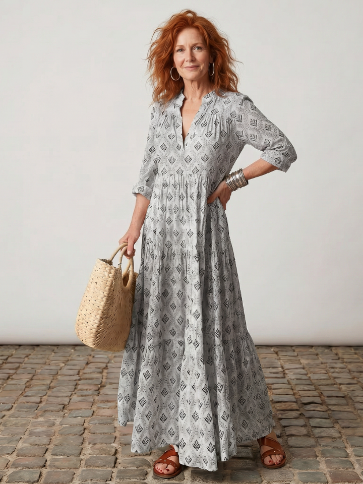 Heather – Notch Neck Printed Maxi Dress