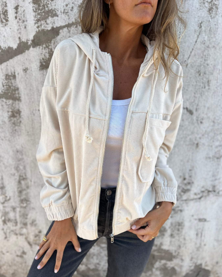 Emily – Corduroy Hooded Zip Jacket