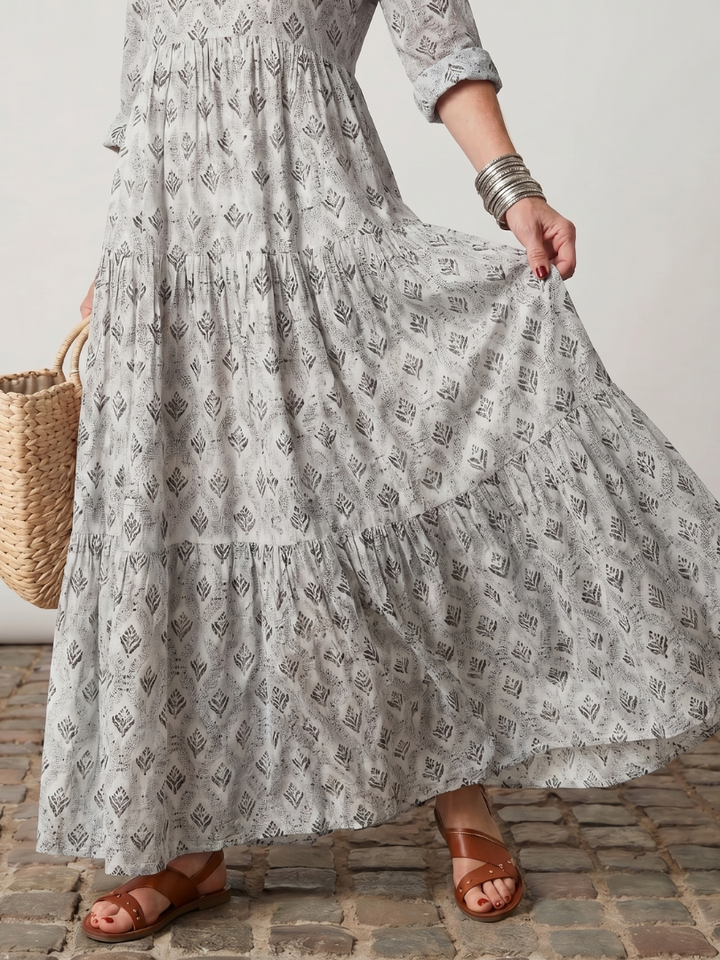 Heather – Notch Neck Printed Maxi Dress