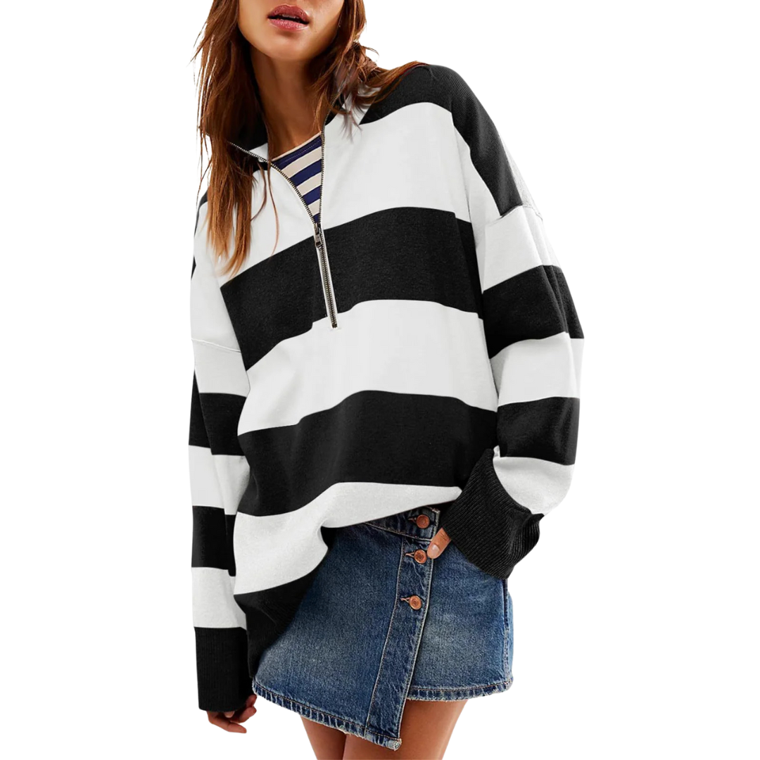 CAMILLA™ - Comfy Long Sleeve Pullover Sweater With Half Zipper