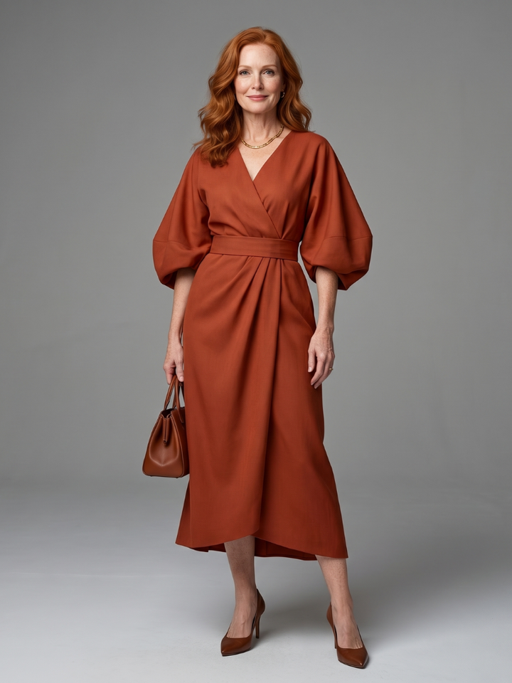 Karen – Sculpted Waist Panel Midi Dress