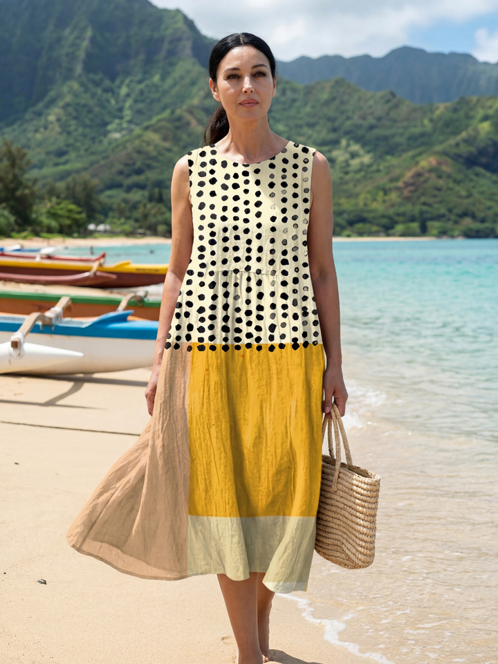 Kathleen – Lightweight Polka Dot Midi Dress