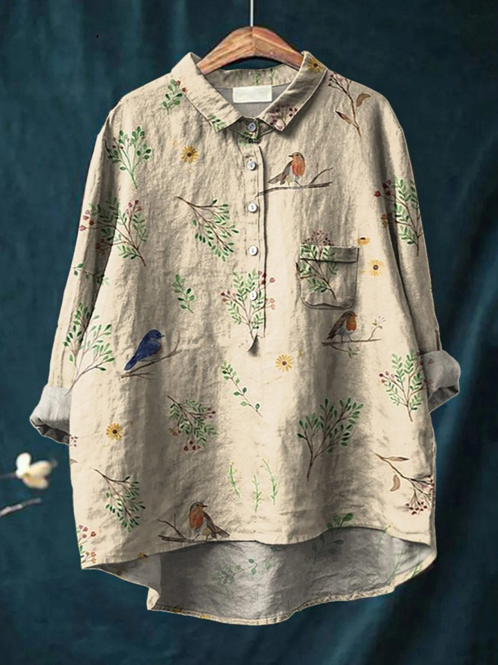 Emma™ | Boughs And Robin Birds Pattern Shirt