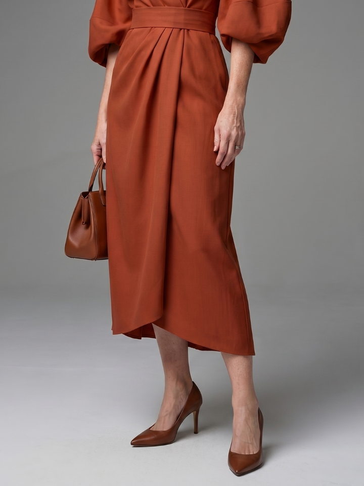 Karen – Sculpted Waist Panel Midi Dress