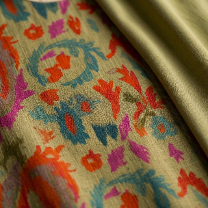 Victoria – Printed Long Dress with Coordinated Gilet