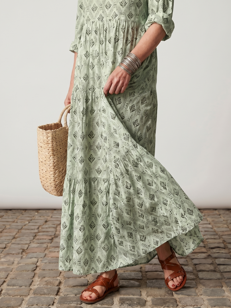 Heather – Notch Neck Printed Maxi Dress