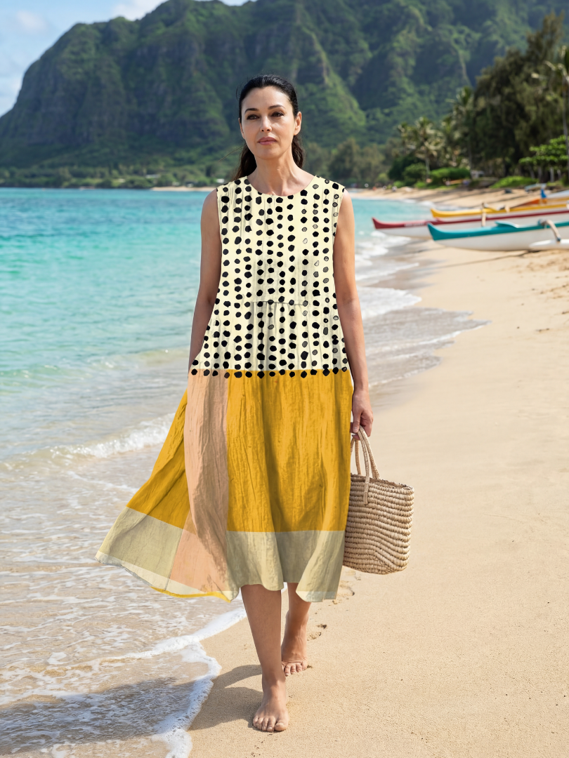 Kathleen – Lightweight Polka Dot Midi Dress