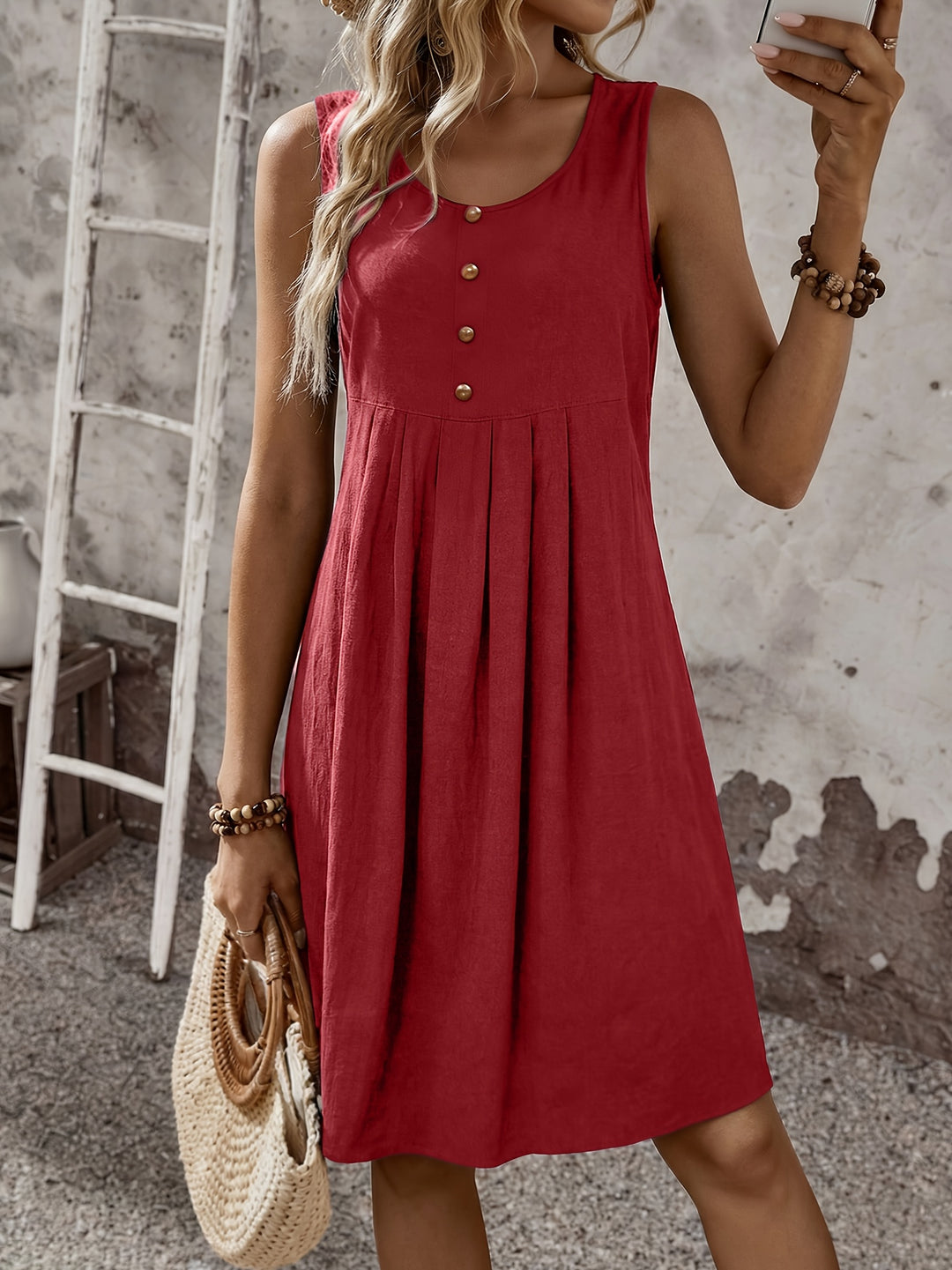 Katherine – Summer Pleated Vest Dress