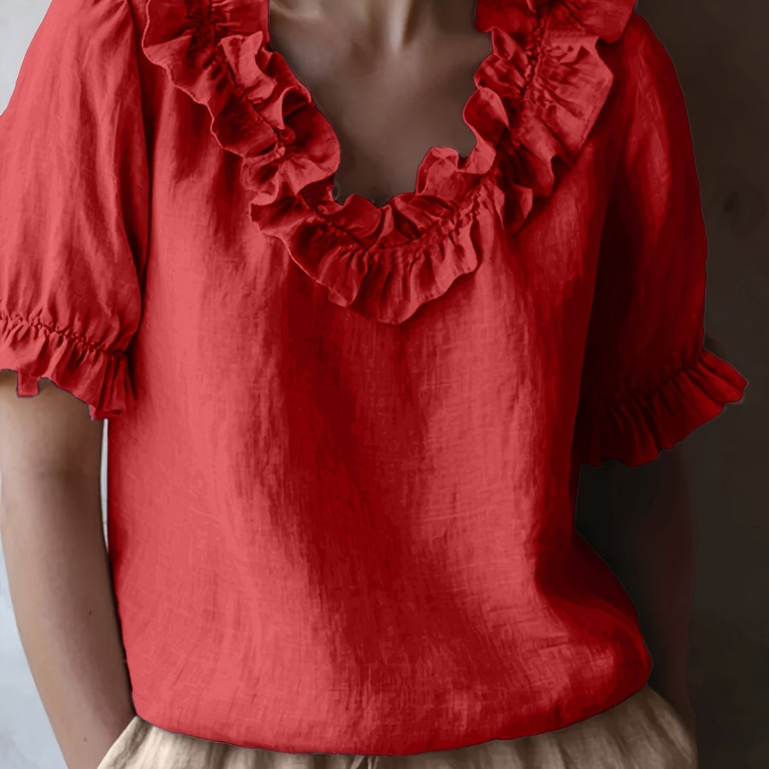 Amy – Spring/Summer Ruffle Crew Neck Shirt