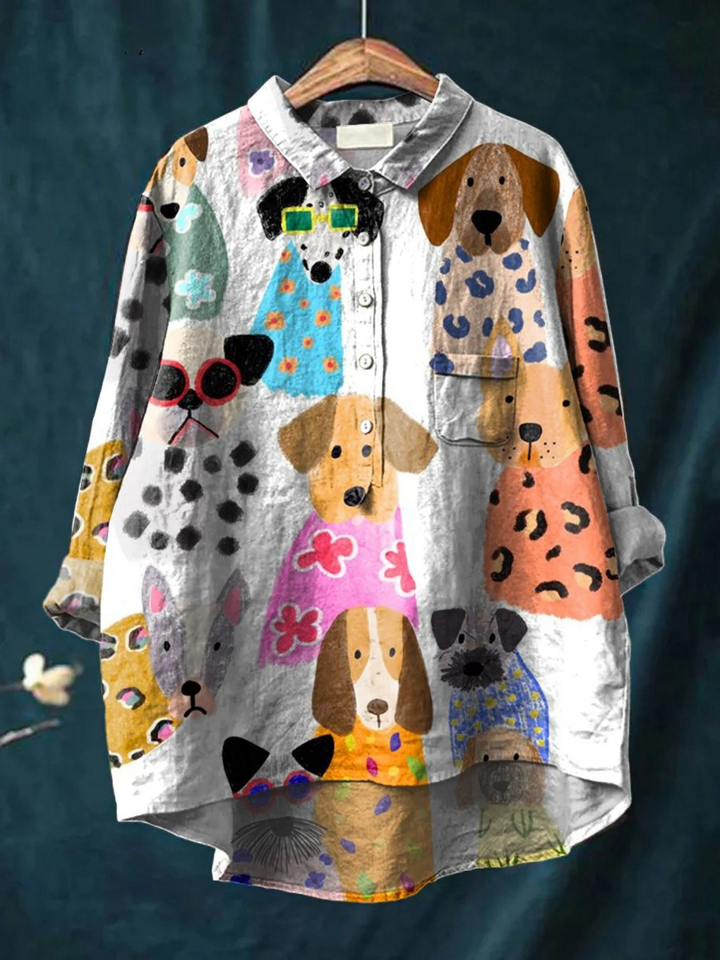 Karen™ | Colorful Puppy Print Casual Shirt