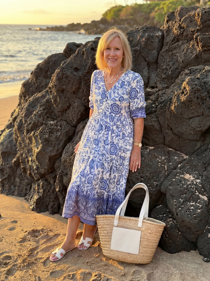 Janet – Soft Floral Midi Robe