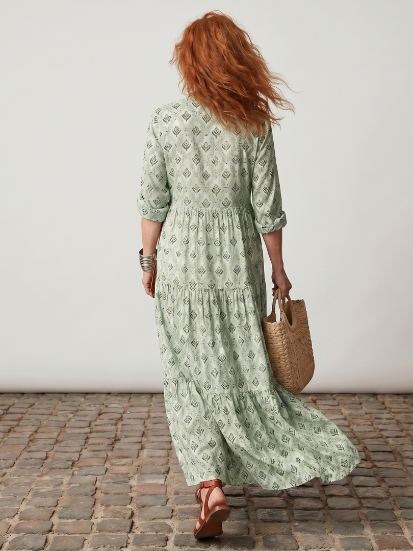 Heather – Notch Neck Printed Maxi Dress