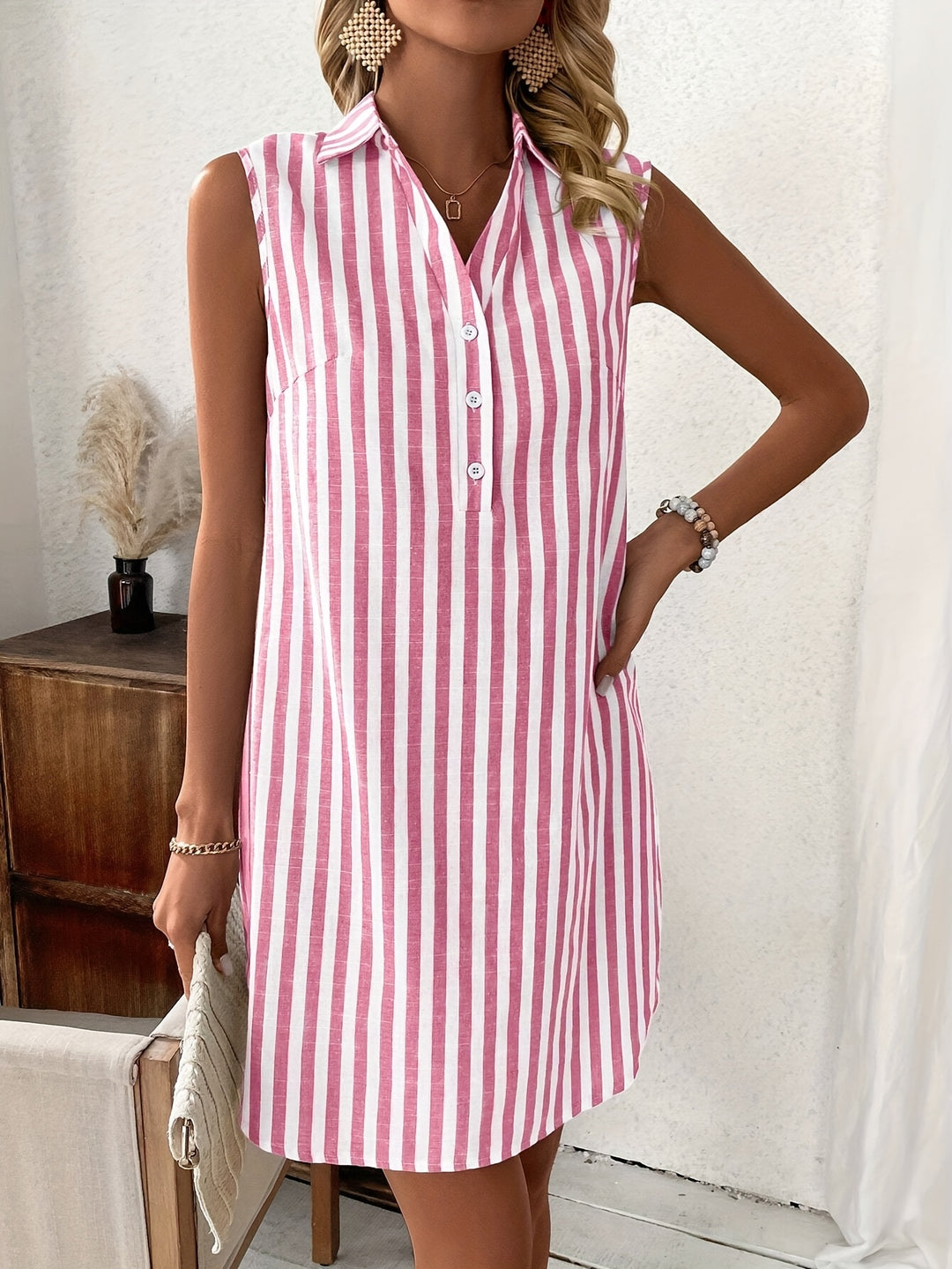 Jacqueline – Striped Midi Tunic Dress