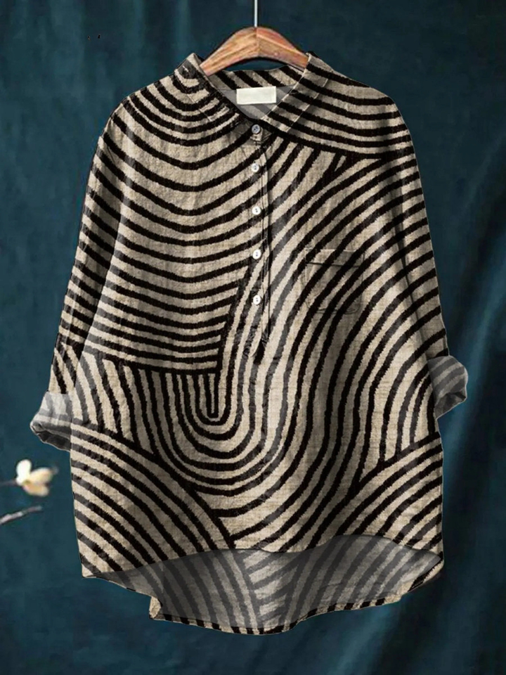 Natalie™ | Circular Line Pattern Casual Shirt