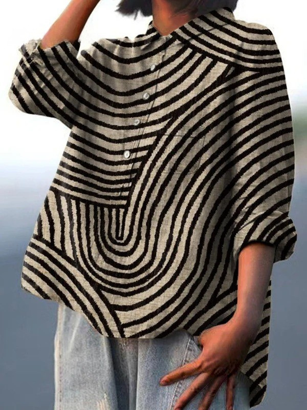 Kathryn™ | Circular Line Pattern Casual Shirt