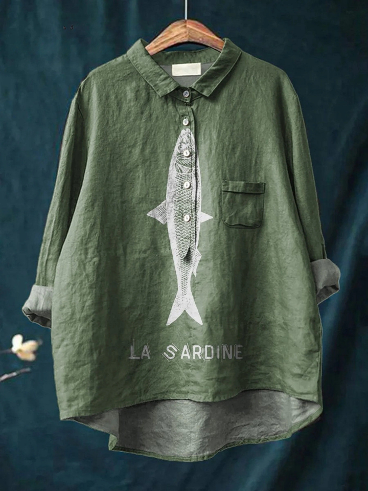 Ruth™ | Sardine Fish Graphic Casual Shirt
