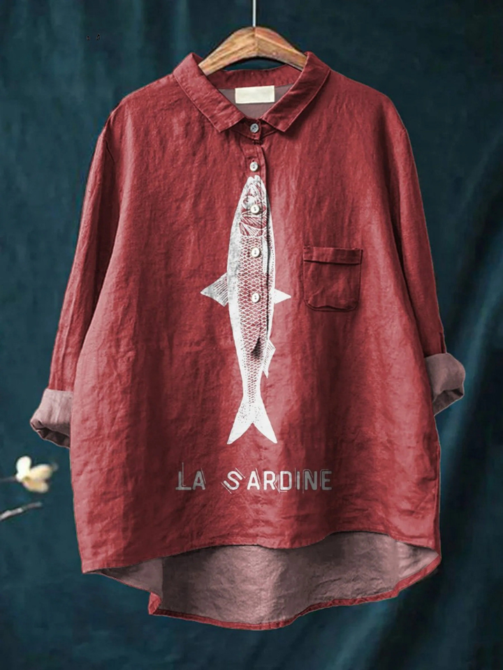 Heather™ | Sardine Fish Graphic Casual Shirt