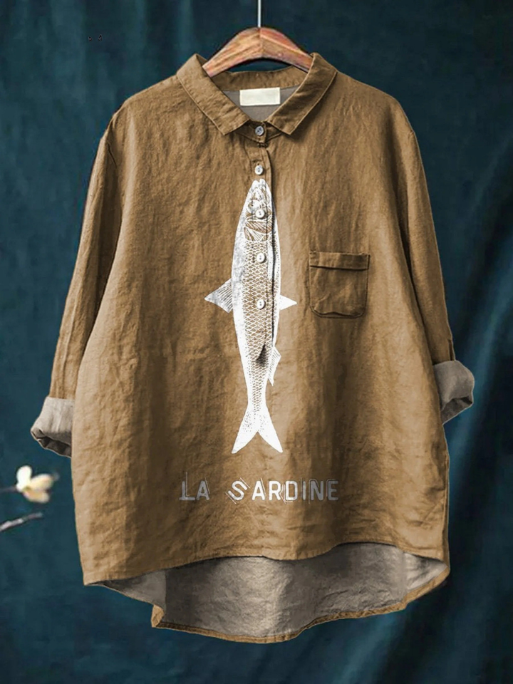 Heather™ | Sardine Fish Graphic Casual Shirt