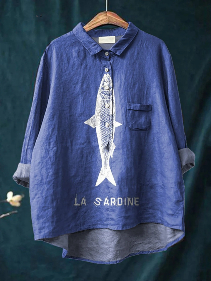 Heather™ | Sardine Fish Graphic Casual Shirt