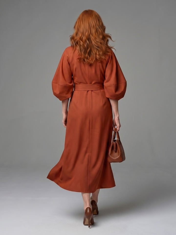 Karen – Sculpted Waist Panel Midi Dress