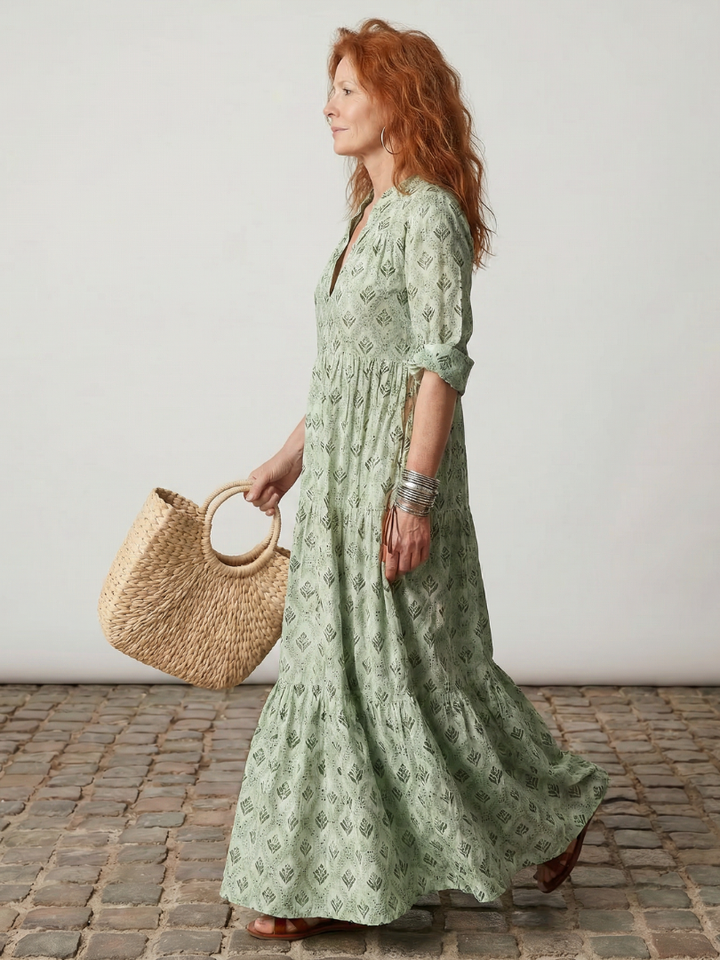 Heather – Notch Neck Printed Maxi Dress