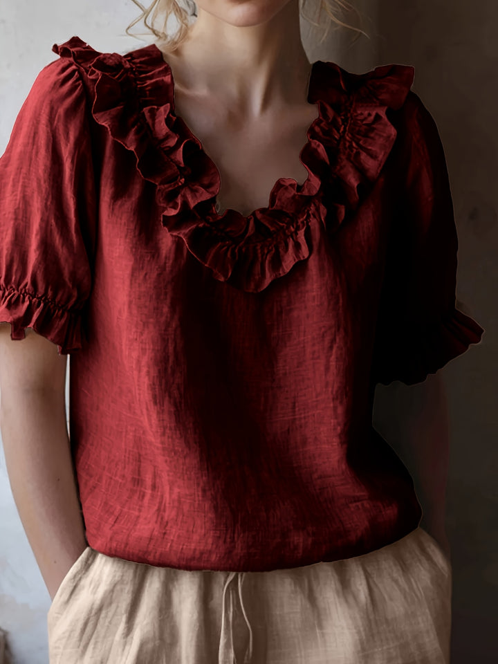 Amy – Spring/Summer Ruffle Crew Neck Shirt
