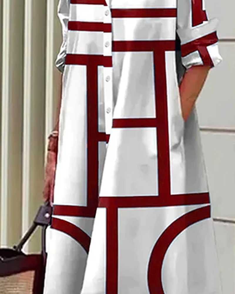 Pamela – Geometric Print Dress with Pockets
