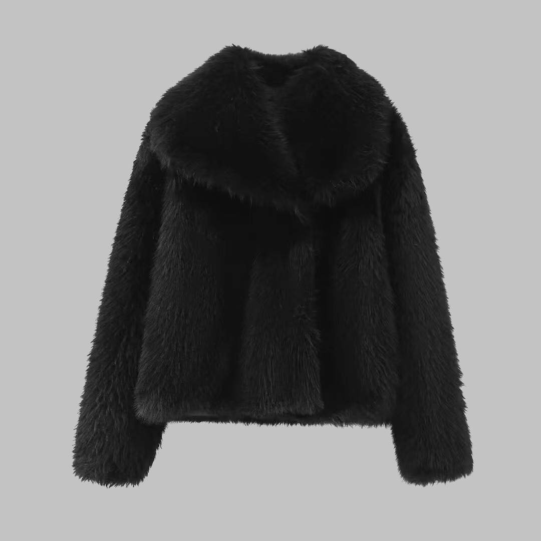 NESRIN™ - Classy Long Sleeve Collared Fuzzy Coat