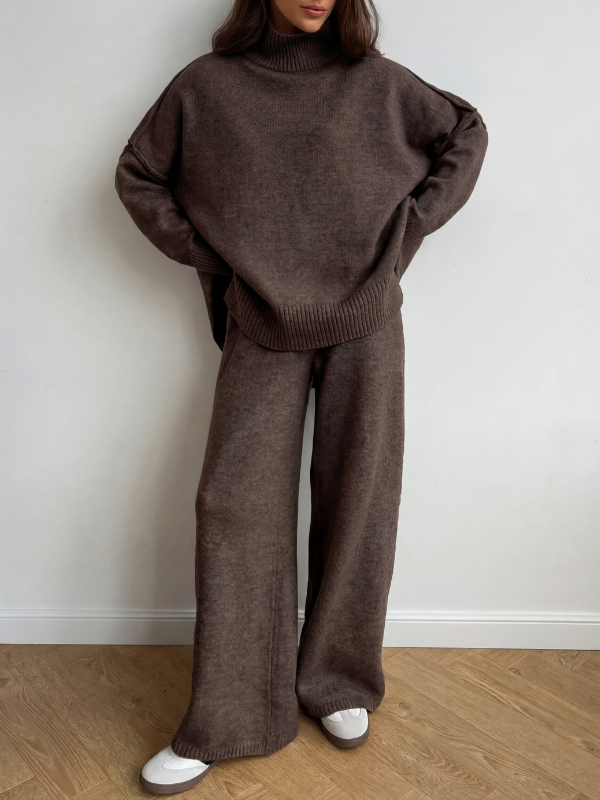 BEATRIX™ – Turtleneck Sweater & Wide Leg Pants Two-Piece Set