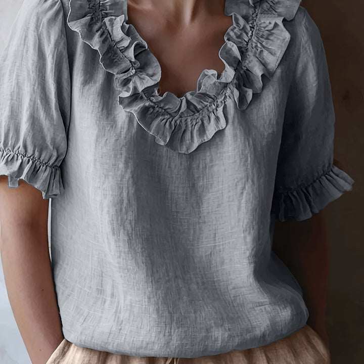 Amy – Spring/Summer Ruffle Crew Neck Shirt