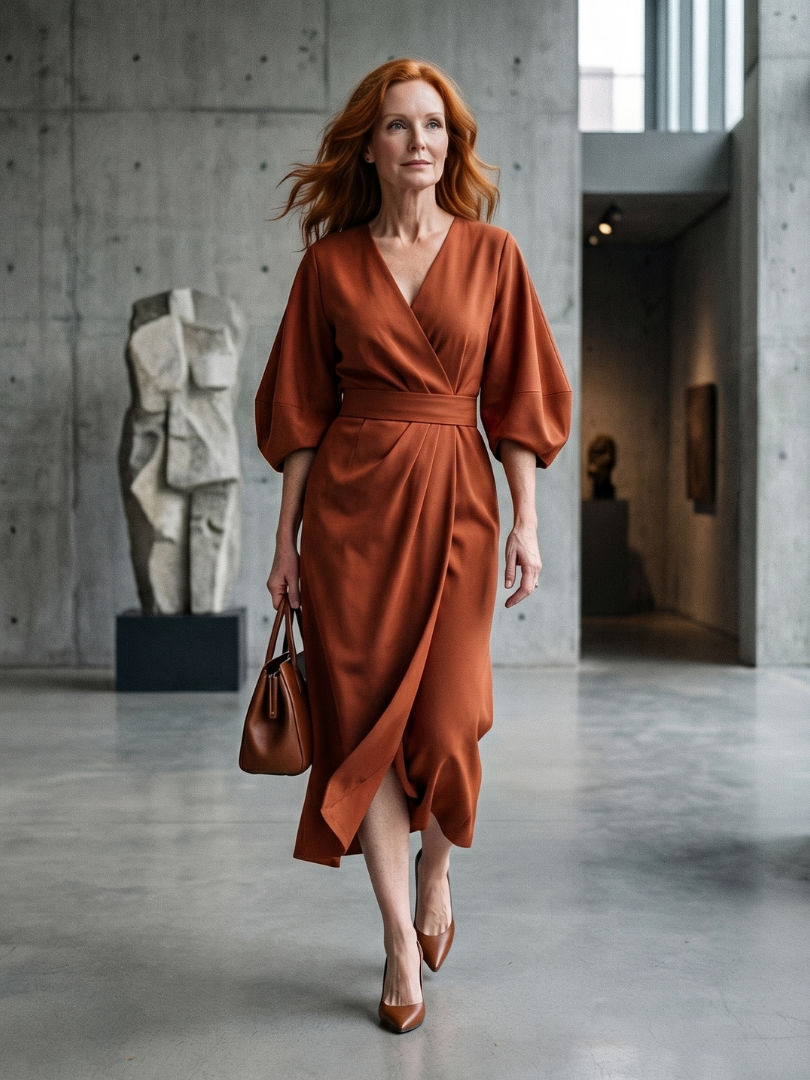 Karen – Sculpted Waist Panel Midi Dress