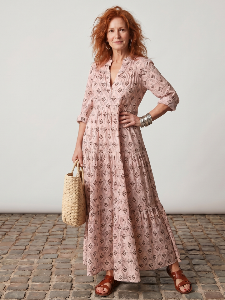 Heather – Notch Neck Printed Maxi Dress