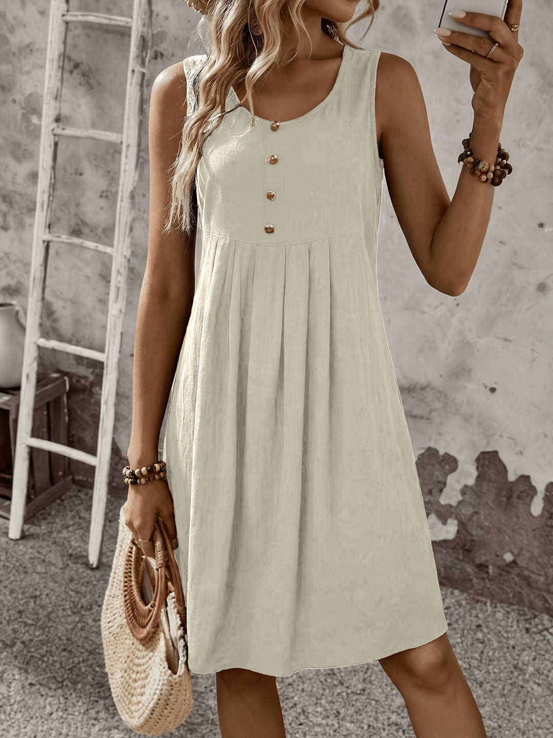 Katherine – Summer Pleated Vest Dress