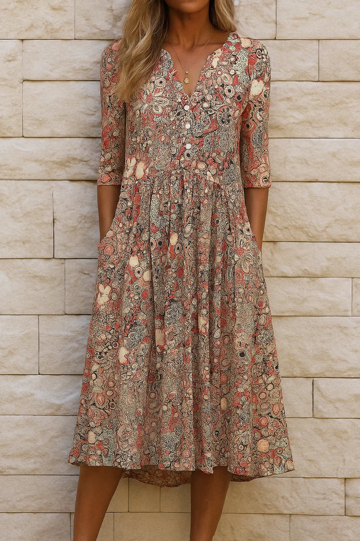 Michelle – Elegant Floral V-Neck Dress