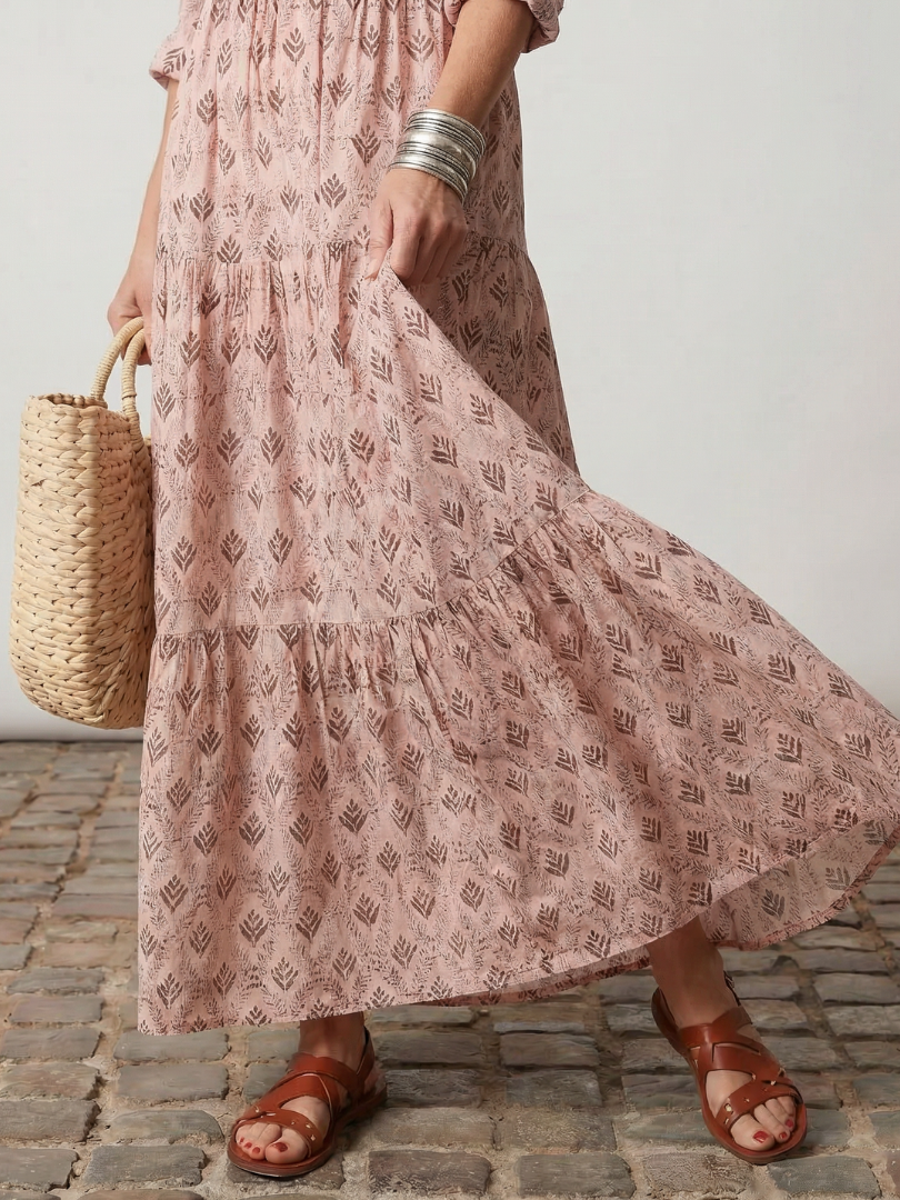 Heather – Notch Neck Printed Maxi Dress