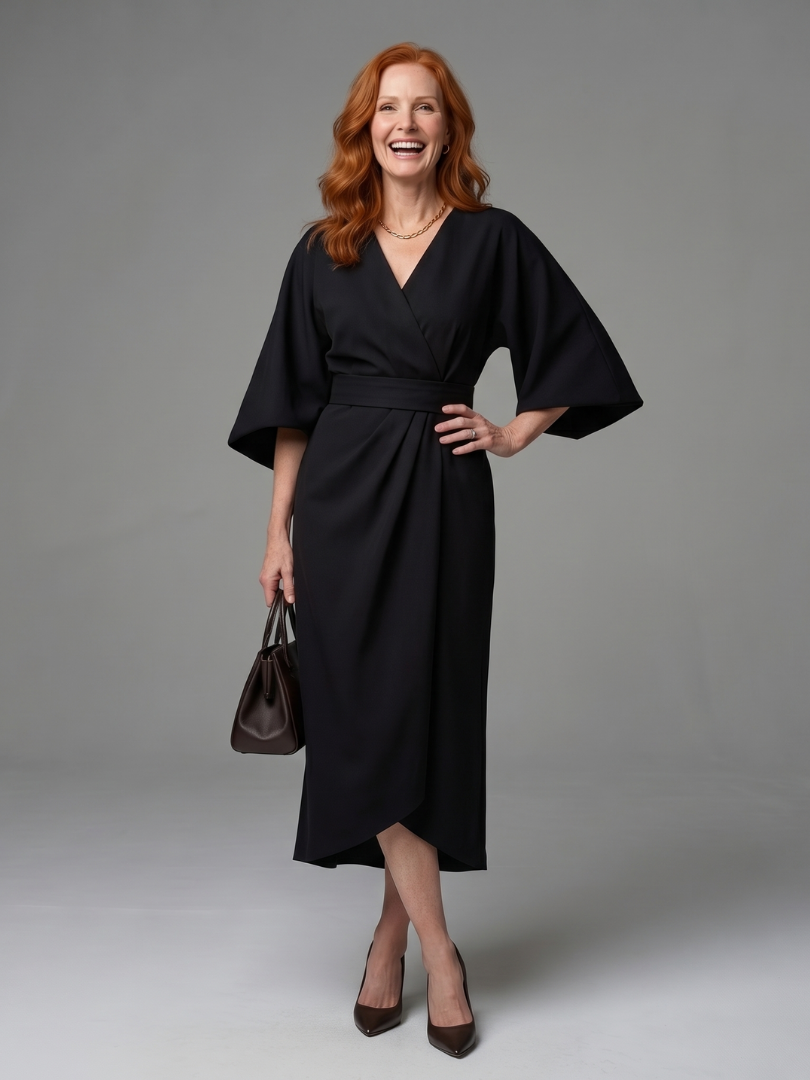 Karen – Sculpted Waist Panel Midi Dress