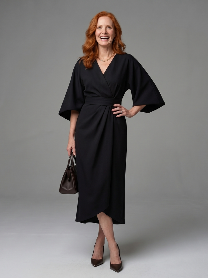 Karen – Sculpted Waist Panel Midi Dress