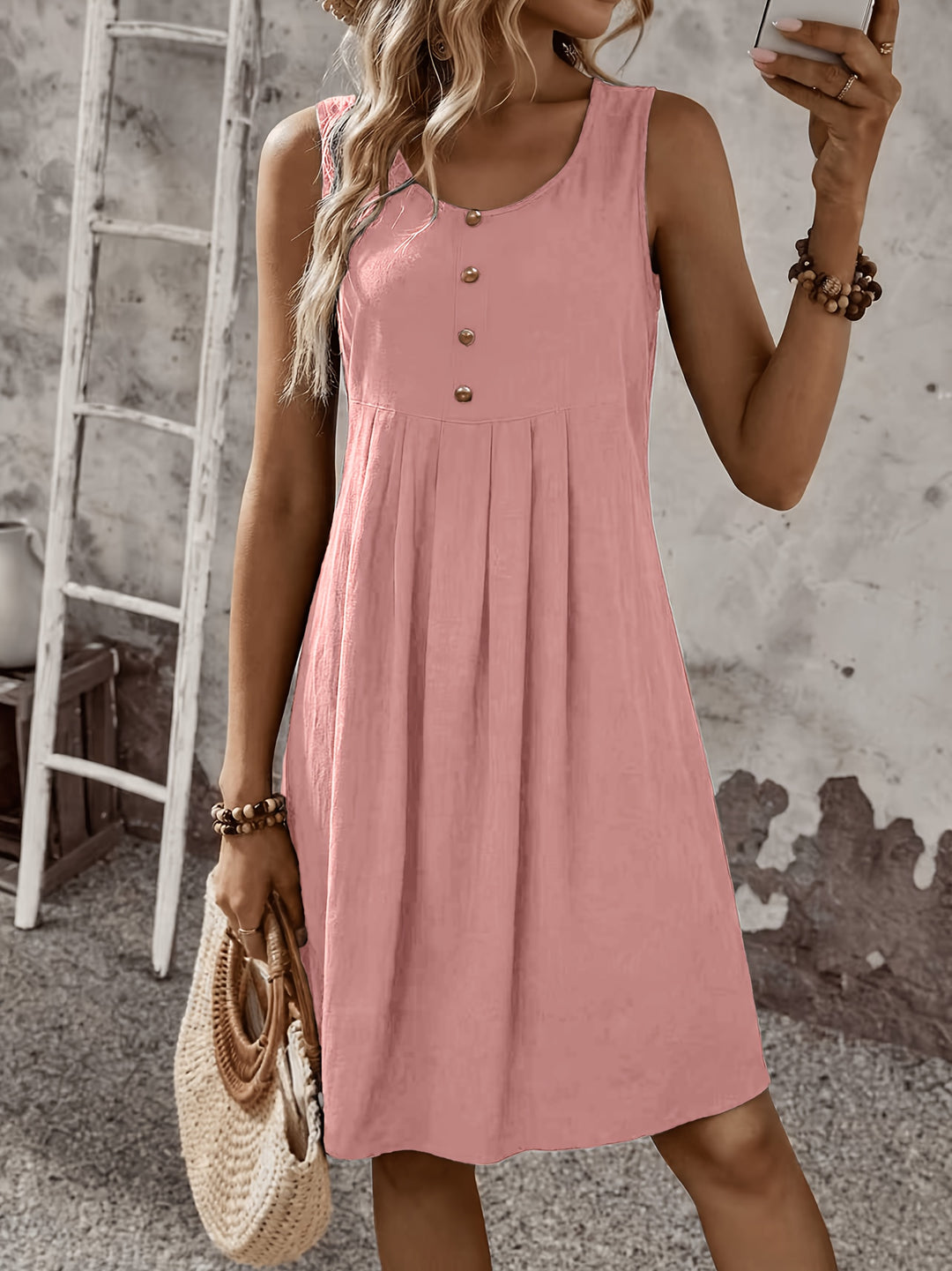 Katherine – Summer Pleated Vest Dress
