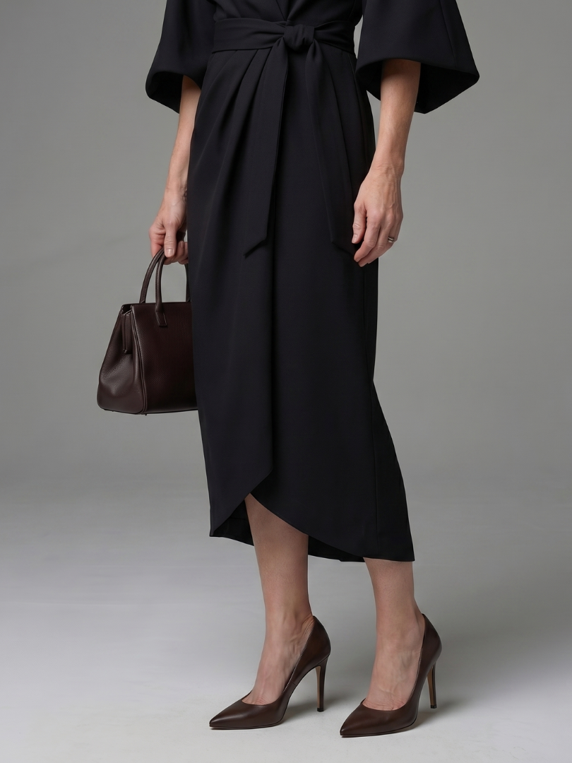 Karen – Sculpted Waist Panel Midi Dress