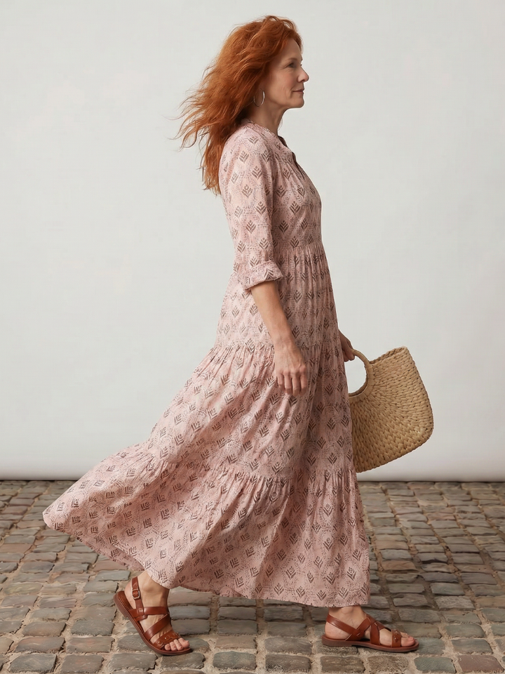 Heather – Notch Neck Printed Maxi Dress
