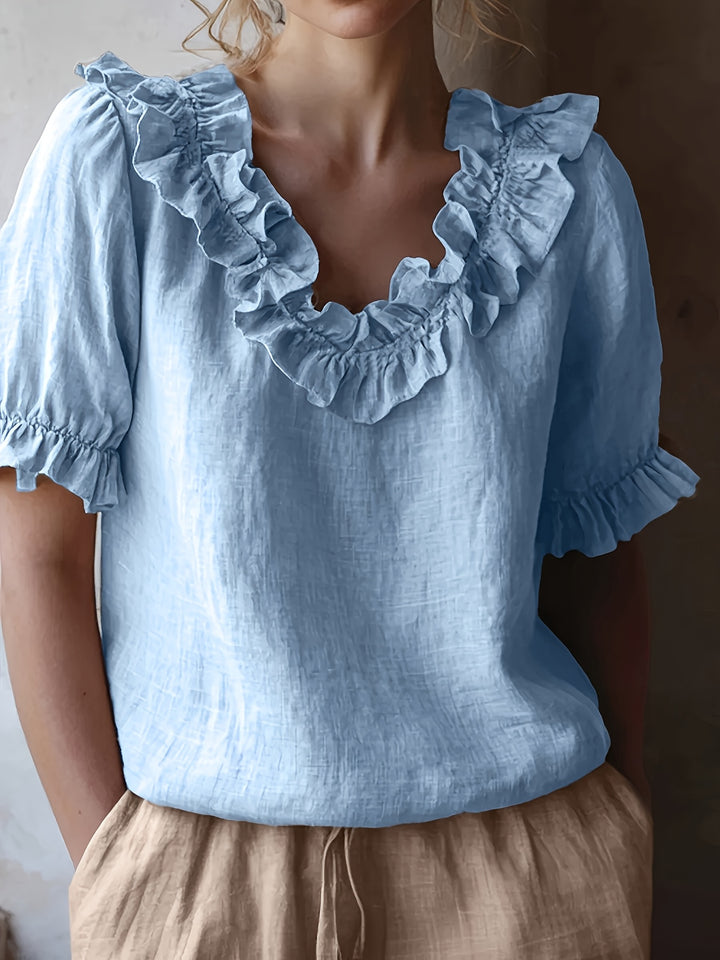 Amy – Spring/Summer Ruffle Crew Neck Shirt