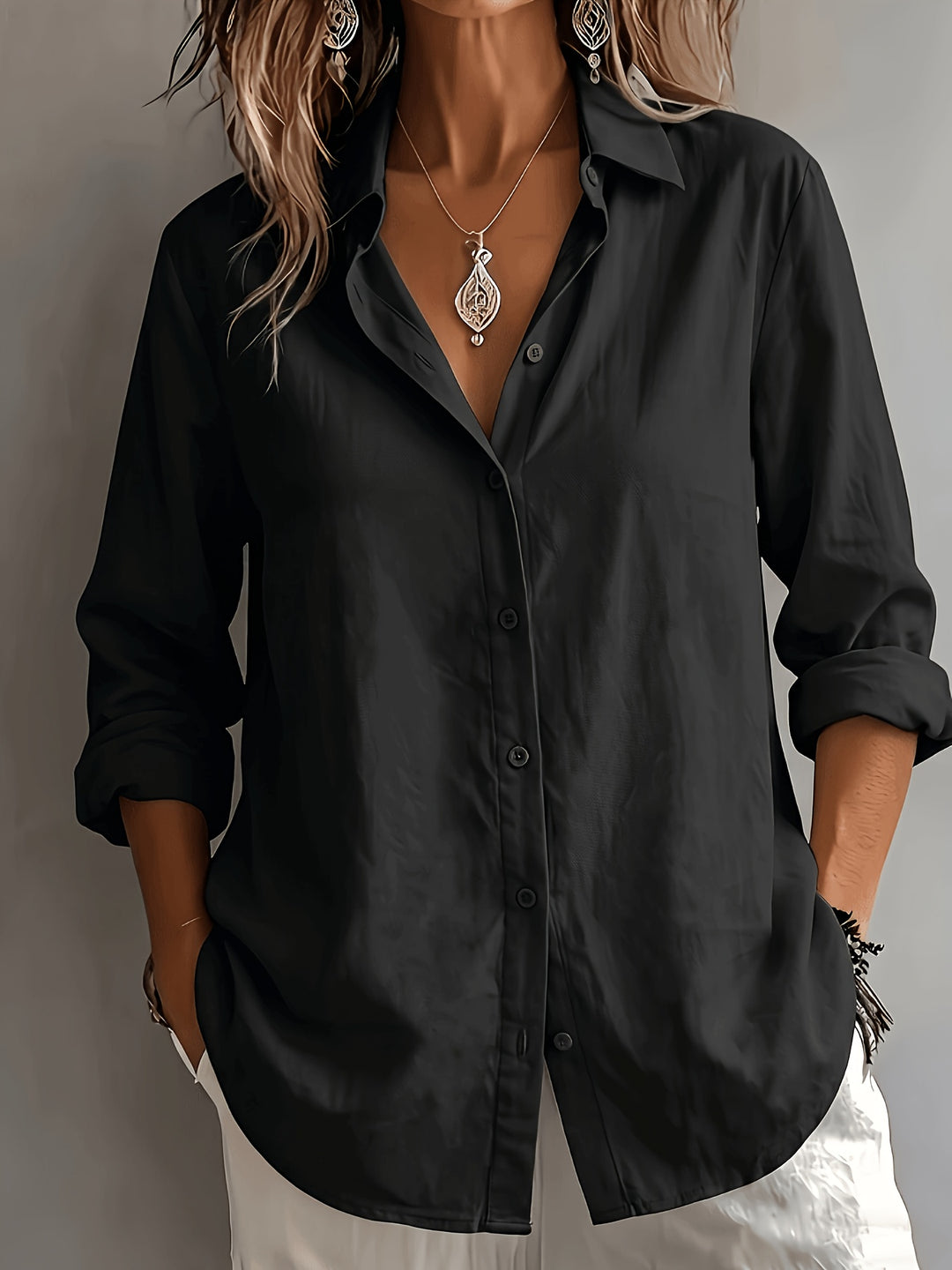 Isabella – Elegant Linen V-Neck Top