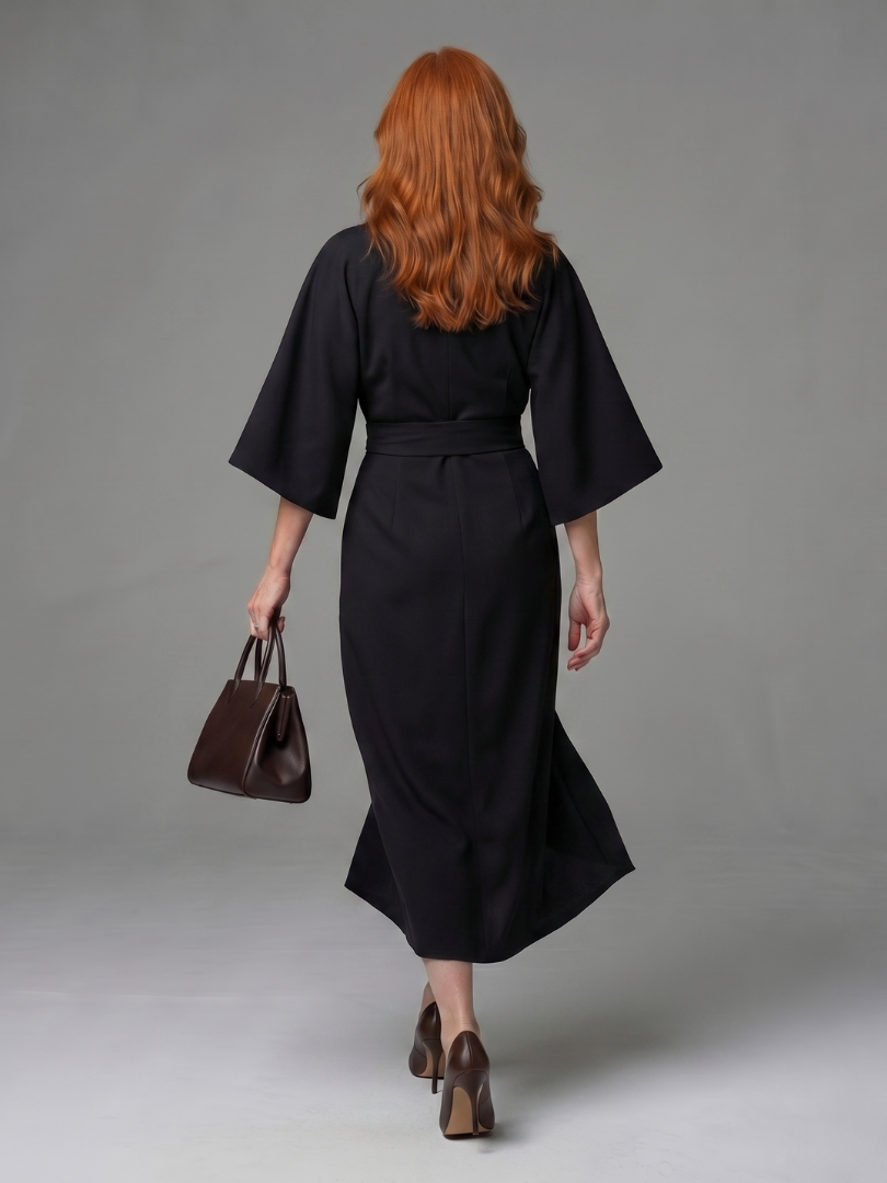 Karen – Sculpted Waist Panel Midi Dress