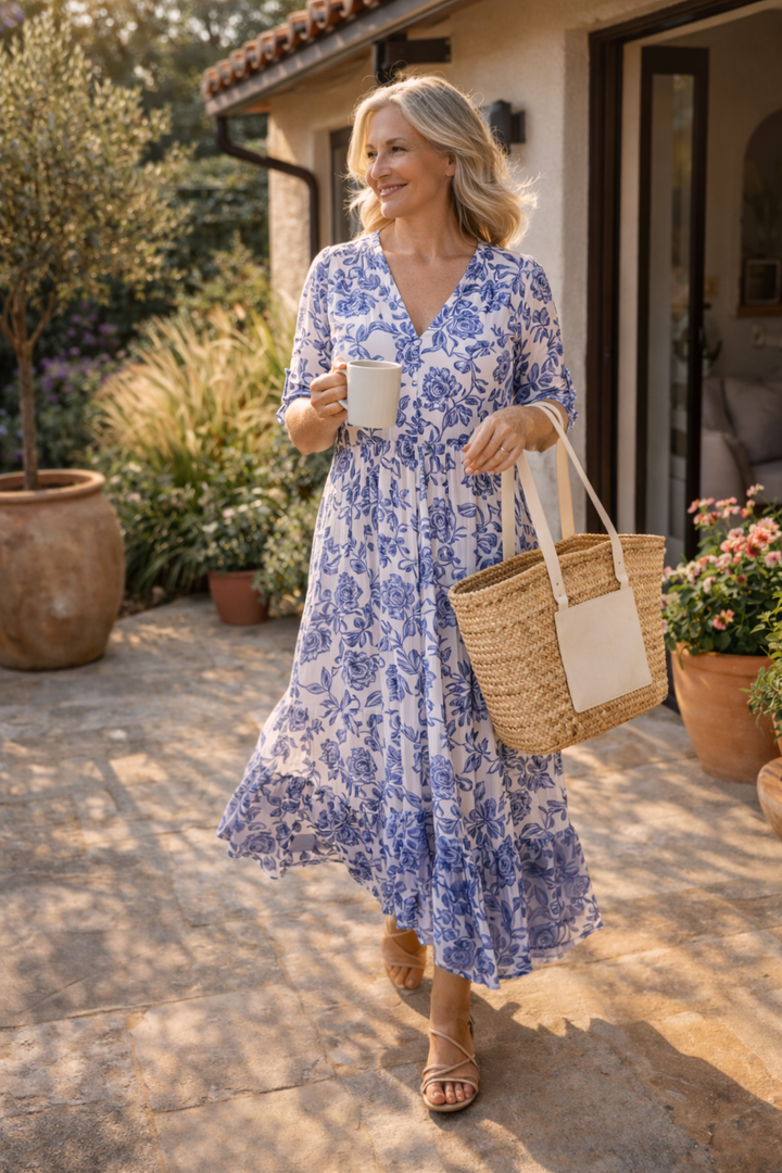 Marie – Floral Tiered Midi Dress
